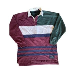 Vintage Van Heusen Denim Classics L Colorblock Long Sleeve Rugby Shirt